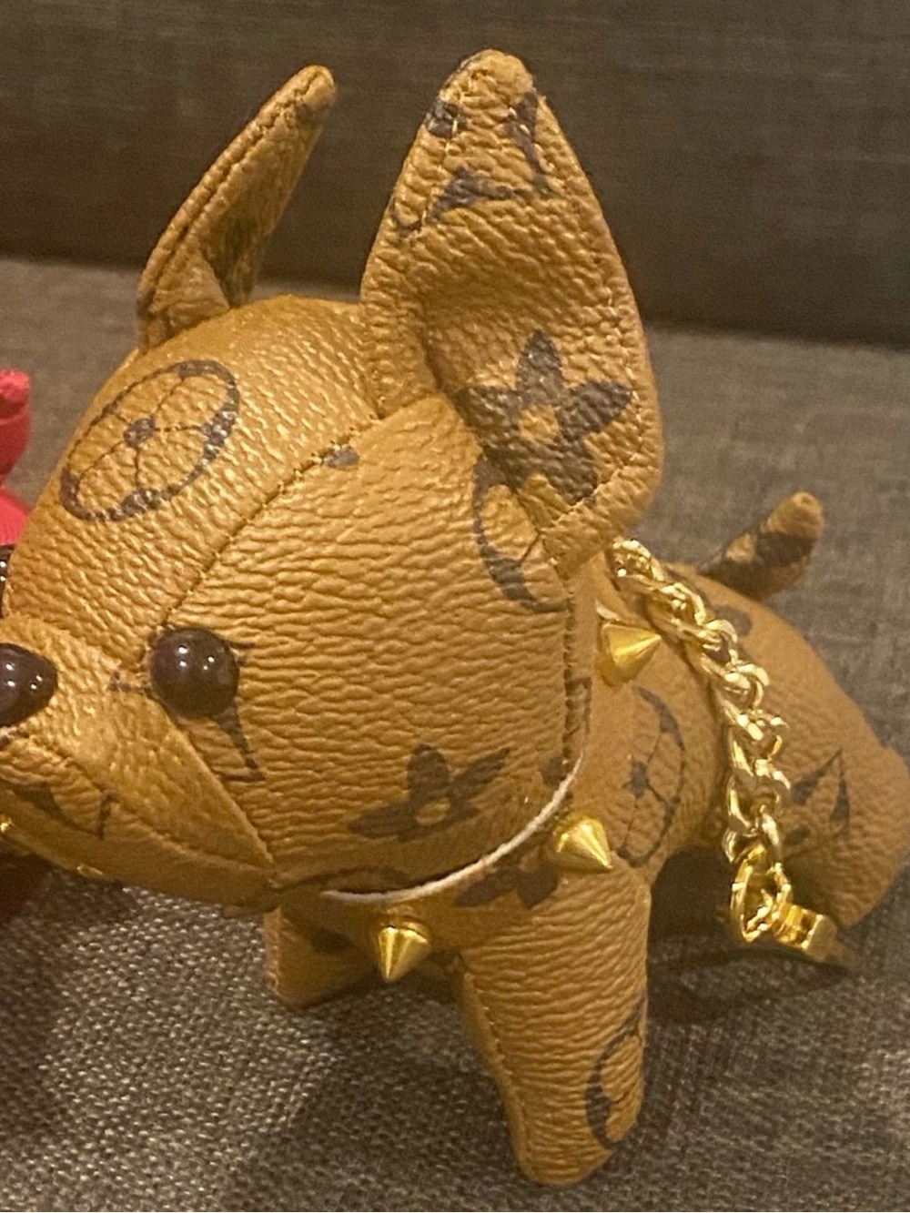 Designer-Style Tan Dog Figurine Plush - Decorative Pet Accent - Picture 2 of 4